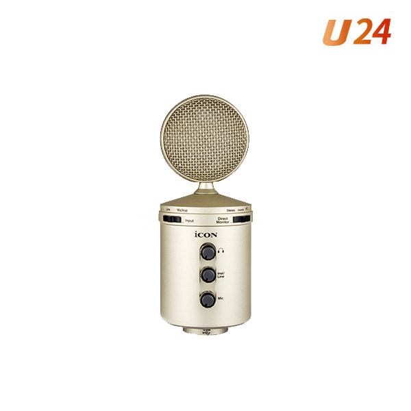 (ICON) U24 믹서/오디오 인터페이스 내장 전문가용 USB 방송 마이크